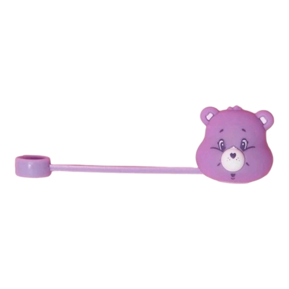 Care Bear Purple Silicone Reuseable Straw Topper With 12" Straw For 30oz & 40oz - Picture 2 of 4